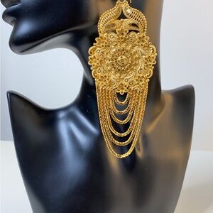 Fashion Jewelry Ornate Gold Chandelier Earrings